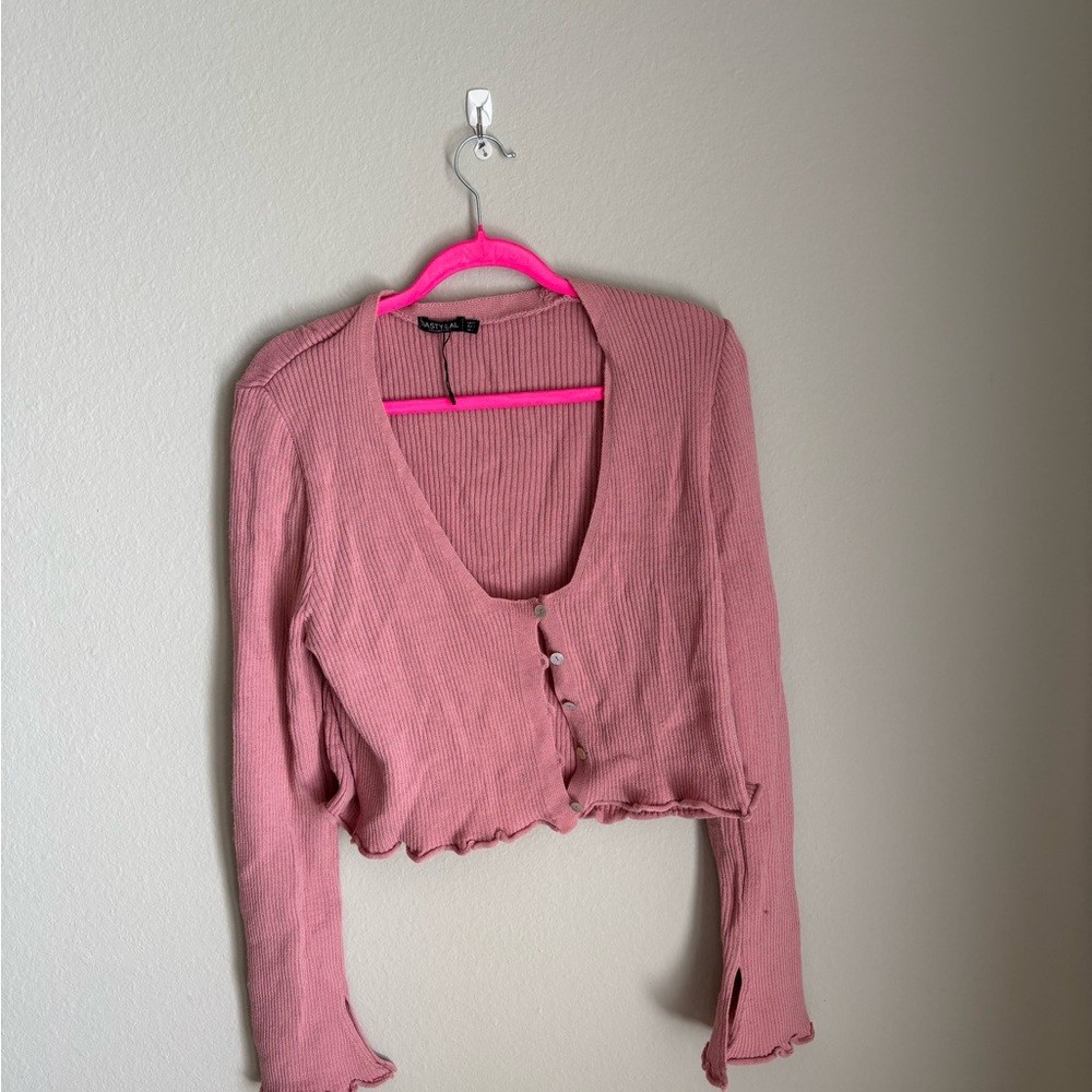 Nasty Gal Dusty Pink Ribbed Crop Top